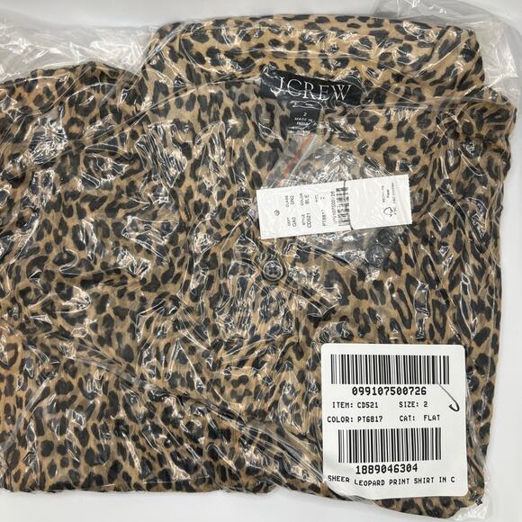 J.Crew Sheer leopard-print shirt in crinkle chiffon - Picture 3 of 3